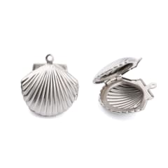 Relicario foto portafoto locket concha de mar acero plateado / unidad 0