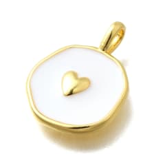 Dije colgante esmaltado corazón 18.5 mm baño oro / unidad 0