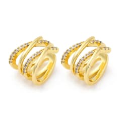 Ear cuff aros solitarios multicapa zircón baño oro / unidad 0