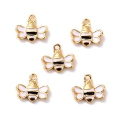 Dije colgante esmaltado abeja 9 mm baño oro / unidad 0