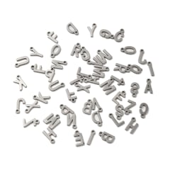 Mini Letras colgantes abecedario 8 mm acero plateado / unidad 0