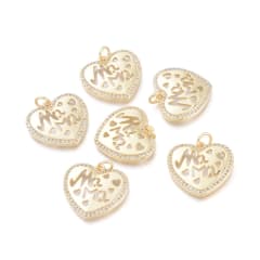 Dije colgante corazonado mamá baño de oro / unidad 1