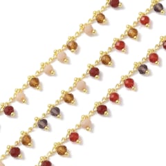 Cadena con cristal multicolor colgante baño oro / metro 0