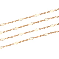 Cadena eslabón rombo 1.5 mm baño de oro / metro 0