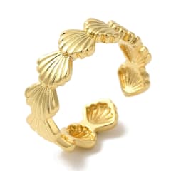 Anillo ajustable ostras concha de mar baño de oro / unidad 0