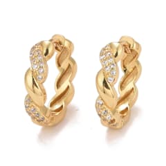 Aros argollas aretes baño de oro torneadas elegante / par 0