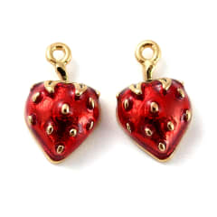 Dije colgante frutilla fresa baño de oro / unidad 0