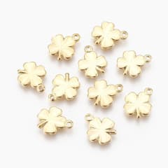 Dije colgante mini trebol 10.5 mm baño de oro / unidad 0