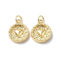 Dije colgante círculo corazón relieve 17 mm baño oro / unidad 0