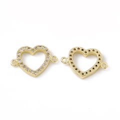 Dije conector zircón corazón silueta baño de oro / unidad 0