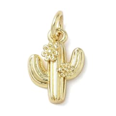 Dije colgante cactus con flor baño de oro / unidad 0