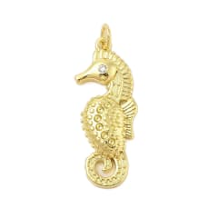 Dije colgante caballito de mar 30 mm zircón baño de oro / unidad 0
