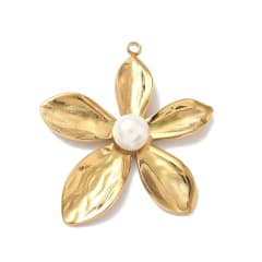 Maxi dije colgante flor perla 35 mm acero / unidad 0