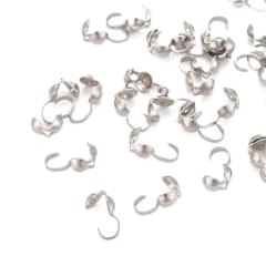 Tapa nudos Calotte acero plateado argolla abierta / 10 uds 0