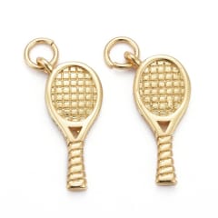 Dije colgante raqueta tenis baño de oro / unidad 0