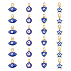 Dije colgante ojo turco esmaltado redondo corazón alargado estrella azul / unidad 0
