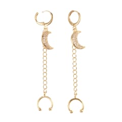 Ear cuff aros solitarios Luna largo baño de oro / unidad 0