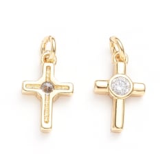 Dije colgante cruz punto de luz zircón baño de oro / unidad 0