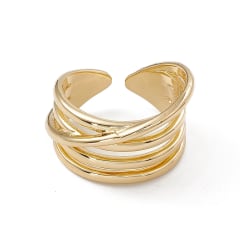 Anillo ajustable de lineas grueso baño de oro / unidad 0