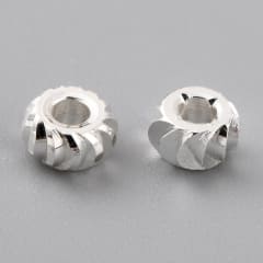 Separador redondo ranura 4 mm baño de plata / 10 uds 0