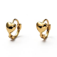 Aros argollas huggie corazón mujer niñas baño de oro / par 0