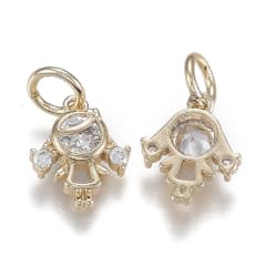 Dije colgante niña niño zircón 12 mm baño de oro / unidad 0