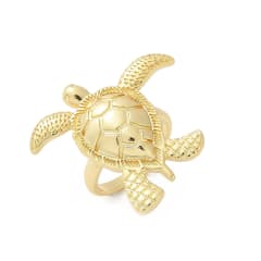 Anillo ajustable tortuga marina verano mar baño de oro / unidad 0