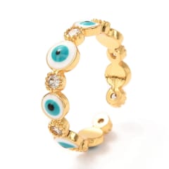 Anillo ajustable ojo turco nazar baño de oro / unidad 0