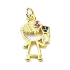 Dije colgante niña niño zircón 19 mm baño de oro / unidad 0