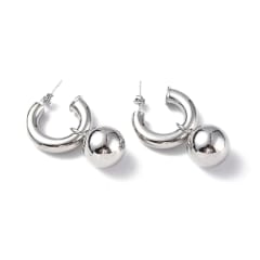 Aros argollas aretes colgantes bola tipo c macizo baño de platino / par 0