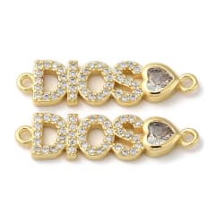 Dije conector palabra Dios corazón zircón 26 mm / unidad 0