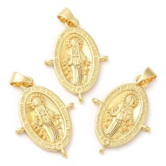 Dije colgante religioso con argolla para recamar baño oro / unidad 0