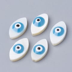 Dije pasador ojo turco alargado 15 mm nacar / unidad 0