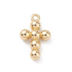 Dije colgante cruz balines 14.5 mm baño de oro / unidad 0