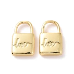 Dije colgante candado love 12 mm baño oro / unidad 0