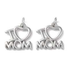 Dije colgante I love mom mamá madre 14.5 mm plateado / unidad 0