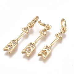 Dije colgante mini flecha zircón baño de oro / unidad 0