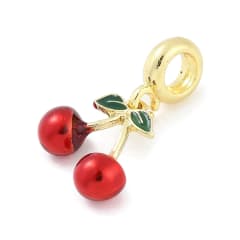 Colgante europeo charm Guinda cereza fruta baño oro / unidad 0