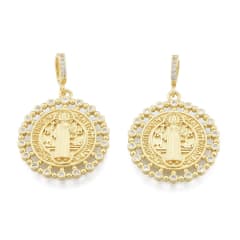 Dije colgante religioso San Benito 25 mm baño oro / unidad 0