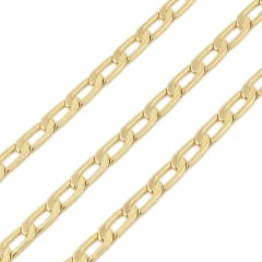 Cadena eslabón alargado cubano 9.5x4 mm baño de oro / metro 0