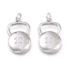 Dije colgante pesa rusa 10kg gym fitness 21x13 mm latón / unidad 0