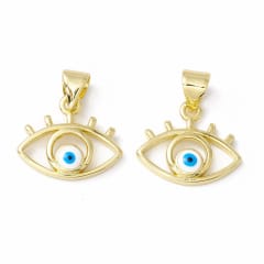 Dije colgante esmaltado ojo turco 15 mm baño oro / unidad 0
