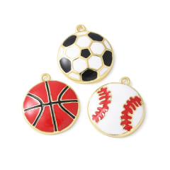 Dije colgante esmaltado deporte futbol béisbol básquet baño oro / unidad 0