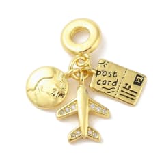 Colgante europeo charm planeta avión viaje tarjeta postal baño oro / unidad 0