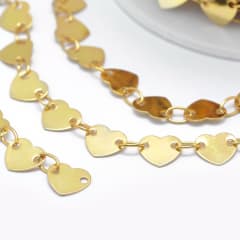 Cadena corazón corrido baño de oro platino / metro 0