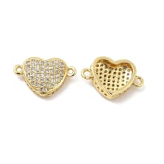 Dije conector zircón corazón dorado plateado / unidad 3
