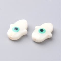 Dije Pasador ojo turco y hamsa 16 mm nacar / unidad 0