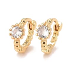 Aros argollas huggie punto de luz 10.5 mm baño de oro / par 0