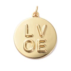 Dije colgante medalla love 23 mm baño de oro / unidad 0