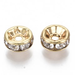 Separador plano redondo 6x2.5 mm baño oro zircón / 5 uds 0